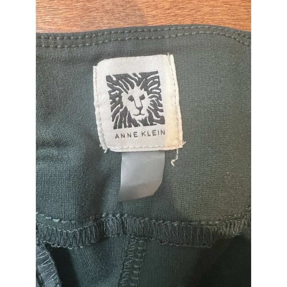 Anne Klein Ponte Ankle Pants Size 1X Hunter Green Stretch Pull On Pockets Casual - Picture 3 of 6